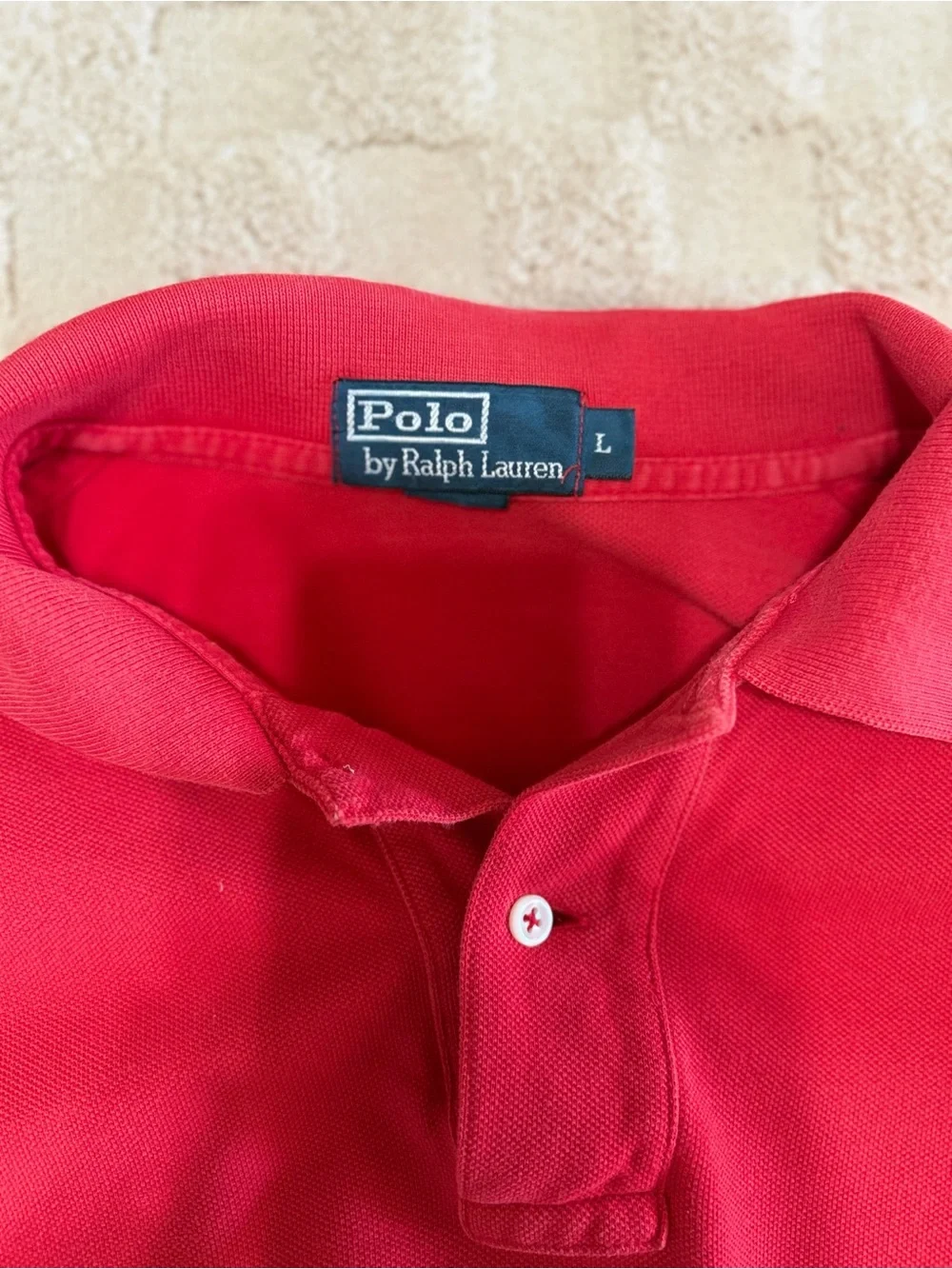 Polo Ralph Lauren Men’s Large Red Long Sleeve Polo Shirt Navy Pony